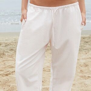 Brandy Melville Pink/white Stripes Drawstring Pants